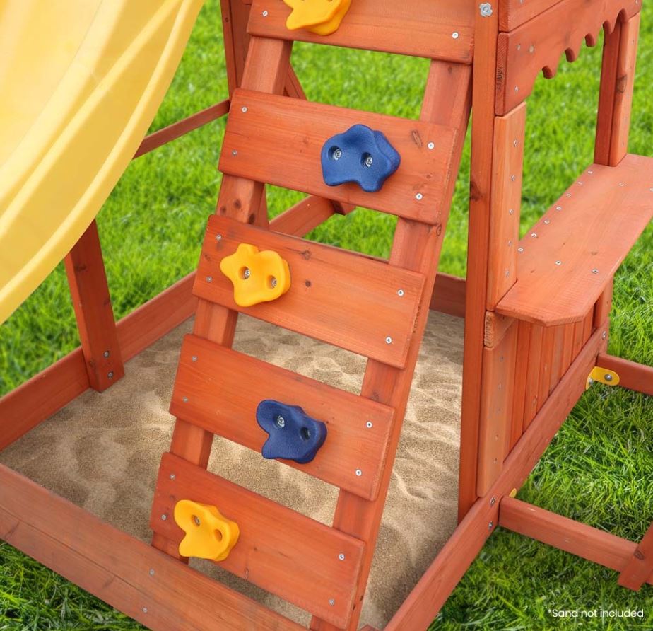 Rovo Kids Outdoor Slide and Swing Play Set with Climbing Wall and Sandpit