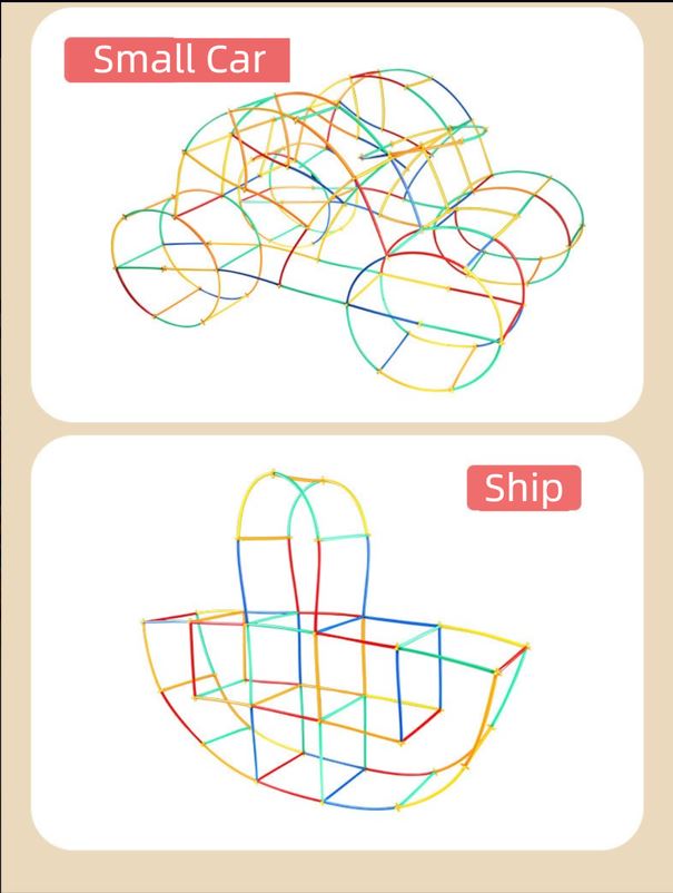 Soft Straw & Pipe Connector Building Blocks Toy - 200 Pcs Interlocking Construction Set, Educational Puzzle Toy for Kindergarten