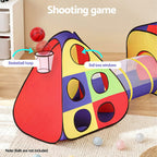 Keezi Kids Play Tent Pop Up Teepee Playhouse Ball Pit Crawl Tunnel Basketball Hoop