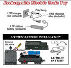 Train Set for Kids, Electric Train Toys with Realistic Light Sounds Smoke, Train Model Gifts for Toddlers Boys Girls, Steam Locomotive, Luxury Track & 2 Glowing Passenger Carriages (Black)