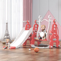 Kids Slide Swing Set Outdoor Toys Playground Activity Basketball Hoop-Pink