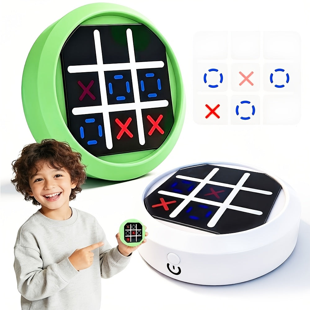 4-in-1 Electronic Tic Tac Toe Game: AI Battle, Two-Player Mode, Memory & Speed Challenge | Handheld Portable Game Console, Suitable for Both Kids and Adults (Batteries Not Included)（WHITE）