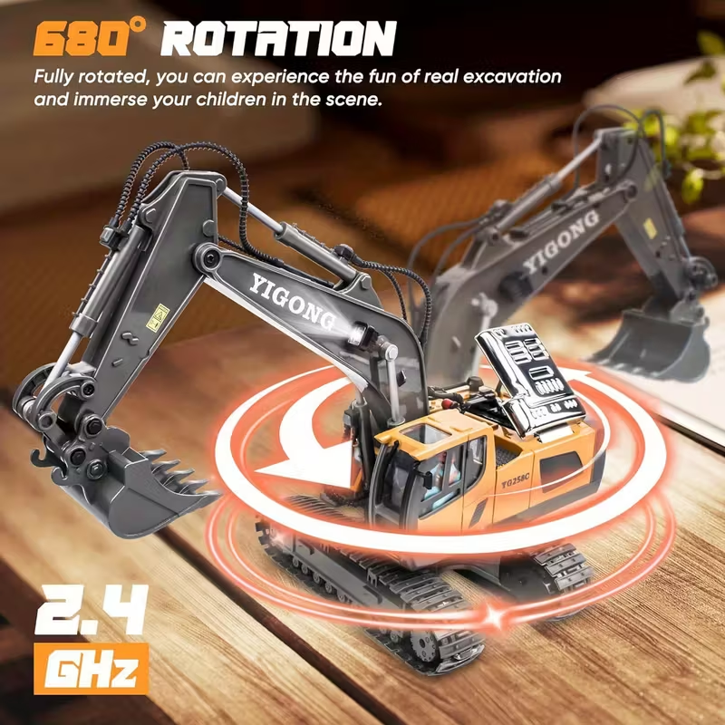 Mini Excavator Toy with Remote & App Control, High-Tech 11-Channel Alloy & Plastic Engineering Vehicle, Fun Toy for Men, Perfect Gift for Kids.
