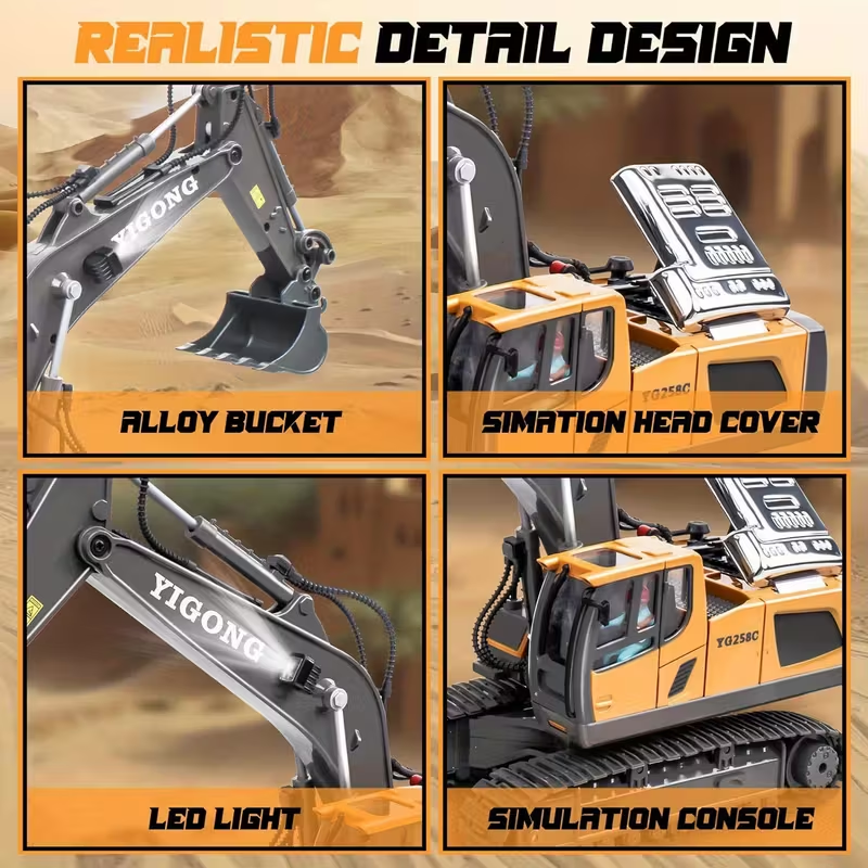 Mini Excavator Toy with Remote & App Control, High-Tech 11-Channel Alloy & Plastic Engineering Vehicle, Fun Toy for Men, Perfect Gift for Kids.
