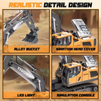 Mini Excavator Toy with Remote & App Control, High-Tech 11-Channel Alloy & Plastic Engineering Vehicle, Fun Toy for Men, Perfect Gift for Kids.