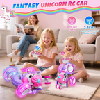 Rechargeable Unicorn Remote Control Stunt Car with Lights & 360° Rotation