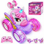Rechargeable Unicorn Remote Control Stunt Car with Lights & 360° Rotation