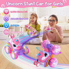 Rechargeable Unicorn Remote Control Stunt Car with Lights & 360° Rotation
