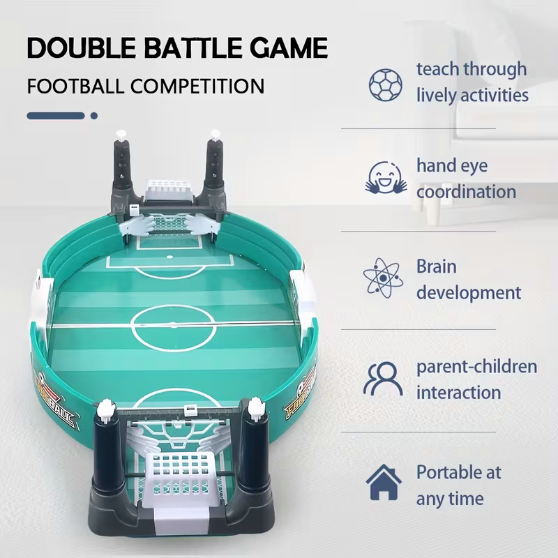 Children's interactive table top football game, 5 balls, educational sports table top toy, plastic frame.