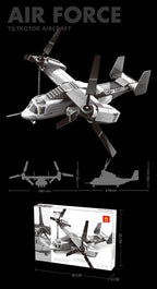 Aircraft US Osprey Tiltrotor Building Blocks Set, 460 Pieces Military Transport Model Kit for Kids Aged 6+ & Enthusiasts（Osprey tiltrotor aircraft）