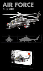 Attack Helicopter WZ-10 Building Blocks Set, 264 Pieces Military Model Kit for Kids Aged 6+ & Enthusiasts（WZ10 helicopter gunship）
