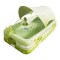 Inflatable Swimming Pool 180×130×56cm with Canopy & Dinosaur Spray – Kids Outdoor Water Play Set for Backyard, Garden, Summer Fun (Green) 