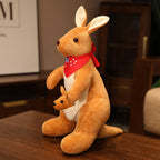 Kangaroo Stuffed Animal with Joey in Pouch & Australia Scarf - Soft Cuddly Plush Toy(32cm,light brown)