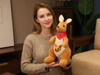Kangaroo Stuffed Animal with Joey in Pouch & Australia Scarf - Soft Cuddly Plush Toy(32cm,light brown)