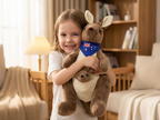 Kangaroo Stuffed Animal with Joey in Pouch & Australia Scarf - Soft Cuddly Plush Toy(32cm, Dark brown)