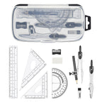 Complete 10-Piece Geometry Kit Set – Precision Drafting Tools with Metal Compasses, Rulers, Protractor & Pencil Sharpener – Ideal for Students, Engineers & Artists (Black)