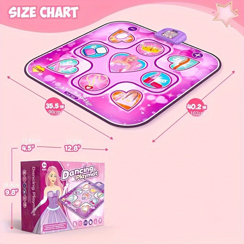 Kids LED Musical Dance Mat with 6 Game Modes Pink