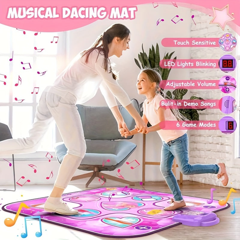 Kids LED Musical Dance Mat with 6 Game Modes Pink