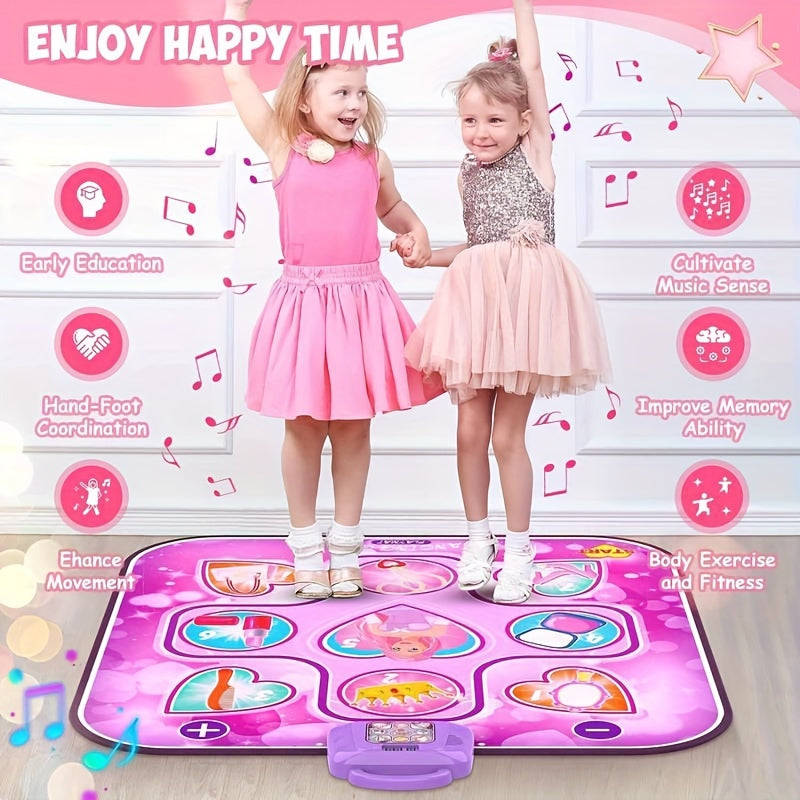 Kids LED Musical Dance Mat with 6 Game Modes Pink