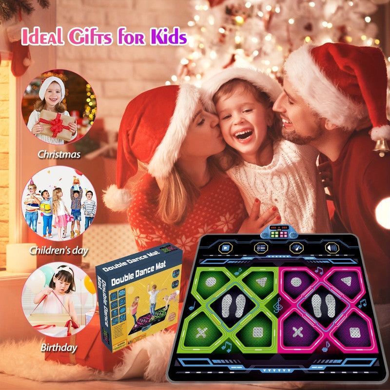 Kids Dual Player Interactive Electronic Dance Mat - Extra Large 105x90cm Anti-Slip Music Game Pad with Two Modes & Three Ways, No TV Required