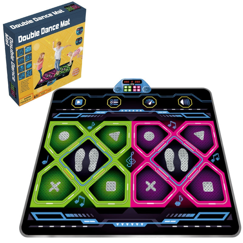 Kids Dual Player Interactive Electronic Dance Mat - Extra Large 105x90cm Anti-Slip Music Game Pad with Two Modes & Three Ways, No TV Required