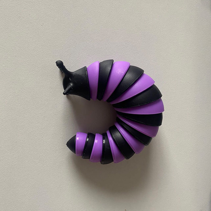Fidget Slug, 3D Sensory Slug Fidget Toy, Funny Crawling Slug Fidget Toy Black purple 14CM