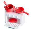 Toys Children Pretend Cooking Stove Mini House Gas Stove Mini Stove Model Miniature Stove Play Kitchen Cooking Toy（5.8X4.2X3.6CM，White Red）