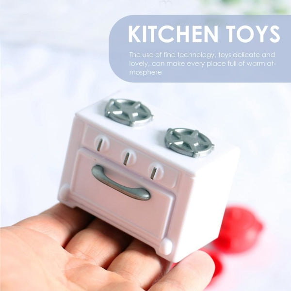 Toys Children Pretend Cooking Stove Mini House Gas Stove Mini Stove Model Miniature Stove Play Kitchen Cooking Toy（5.8X4.2X3.6CM，White Red）