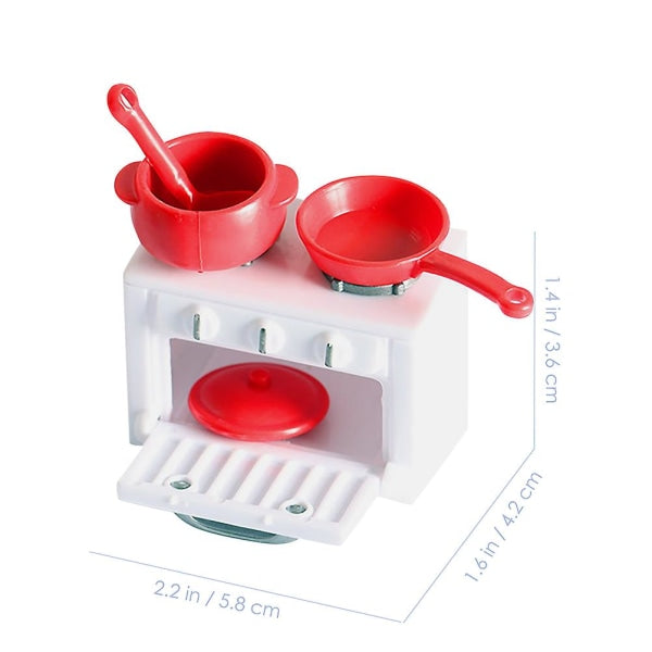 Toys Children Pretend Cooking Stove Mini House Gas Stove Mini Stove Model Miniature Stove Play Kitchen Cooking Toy（5.8X4.2X3.6CM，White Red）