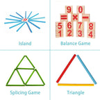 Montessori Math Toy, Wooden Sticks Digital Game with Counting Blocks