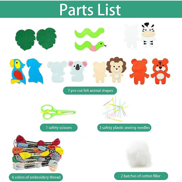 Sewing Kit for Kids, Cute Dinosaur Felt DIY Kids Felt Craft Kit, Learn to Sew Craft Materials, Children's Beginner Educational Toys, Sewing Craft Kit (di