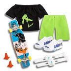 Finger Skateboard With Shoes Mini Scooter Finger Toy Set Gripboard Shoes And Pants Finger Skate Board Mini Skateboard 0.04 Black Series