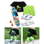 Finger Skateboard With Shoes Mini Scooter Finger Toy Set Gripboard Shoes And Pants Finger Skate Board Mini Skateboard 0.04 Black Series