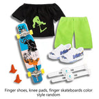 Finger Skateboard With Shoes Mini Scooter Finger Toy Set Gripboard Shoes And Pants Finger Skate Board Mini Skateboard 0.04 Black Series
