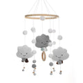 Baby Mobile Music Box, Safe Baby Crib Mobile Hanging Pendant Music Box Bedside Clock Grey_yux Gray