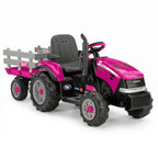 2 Speed Case IH 12V Kids Ride On Tractor with Trailer-Perego Pink.