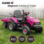 2 Speed Case IH 12V Kids Ride On Tractor with Trailer-Perego Pink.