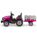2 Speed Case IH 12V Kids Ride On Tractor with Trailer-Perego Pink.