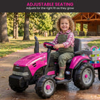 2 Speed Case IH 12V Kids Ride On Tractor with Trailer-Perego Pink.