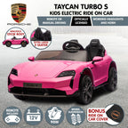 Porsche Taycan Turbo S Kids Electric Ride On Car w/Remote Control 90W Four Wheel Suspension 2 Seater w/Seat Belt.