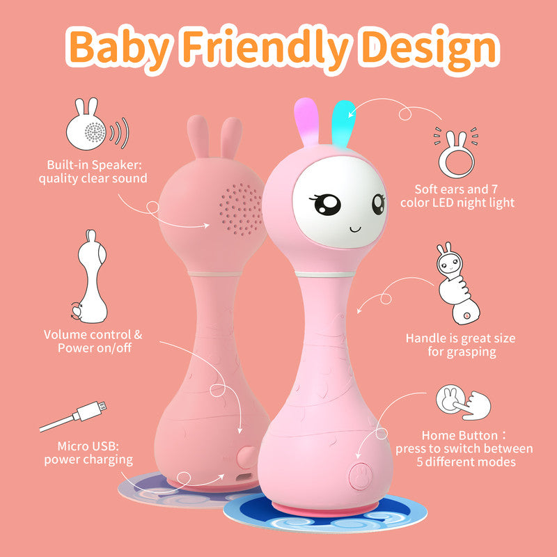Alilo Smarty Rattle R1 Pink  Musical Toy & Story Teller, Nursery Rhymes & Lullabies