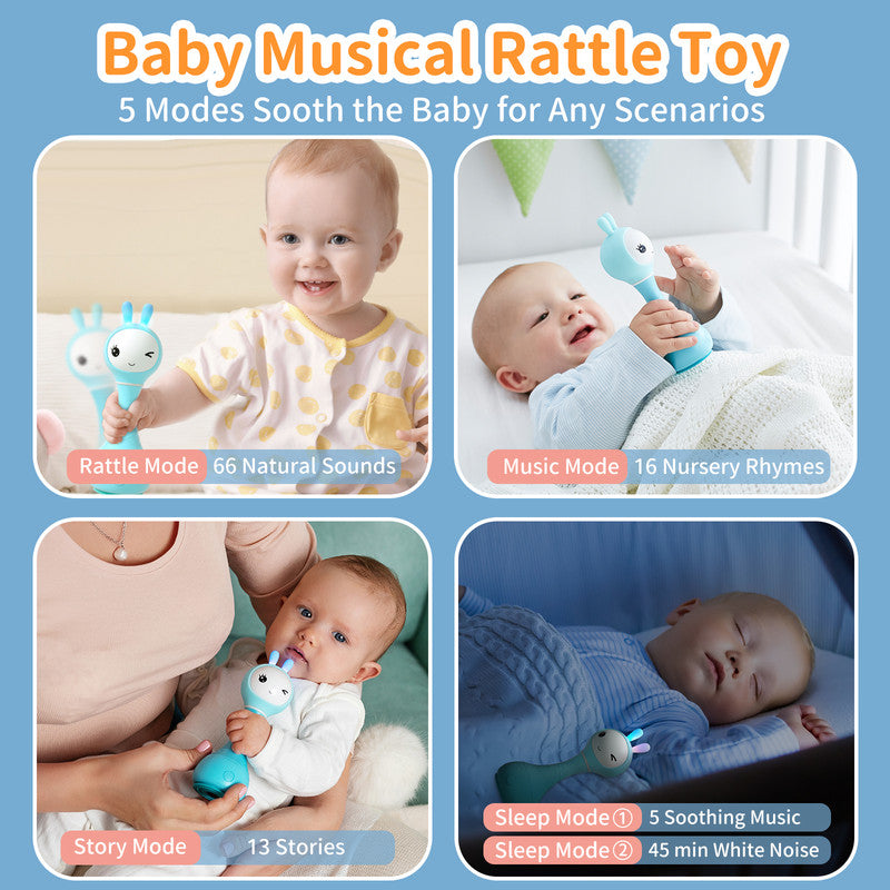 Alilo Smarty Rattle R1 Blue Musical Toy & Story Teller, Nursery Rhymes & Lullabies