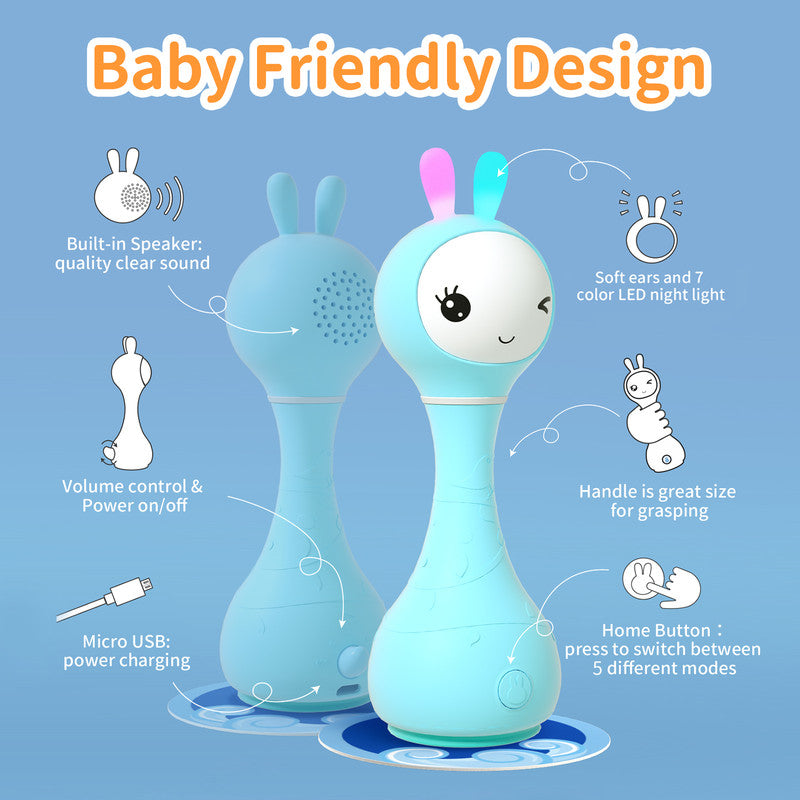 Alilo Smarty Rattle R1 Blue Musical Toy & Story Teller, Nursery Rhymes & Lullabies