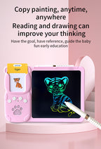 Blue (112 cards, pure English) Kids Interactive Early Education Toy: Combination Card Reader & LCD Drawing Board for Toddlers