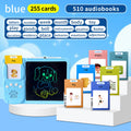 Blue (255 cards, pure English) Kids Interactive Early Education Toy: Combination Card Reader & LCD Drawing Board for Toddlers