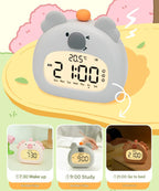 Cute Animal Digital Alarm Clock with Night Light, Temperature & Countdown Timer(Black and white panda)