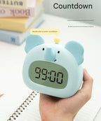 Cute Animal Digital Alarm Clock with Night Light, Temperature & Countdown Timer(Black and white panda)
