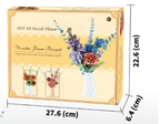 Blue DIY 3D Wooden Flower Bouquet Puzzle Set with Vase - Craft Kit for Kids and Adults