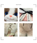 Grey Adorable Plush Cat Backpack - Soft Furry Doll Bag with Zipper Compartment