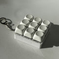 2-Pack White Mechanical 9-Keyboard Fingertip Toy Keychain - Key Pressure Relief, PVC Fingertip Toy